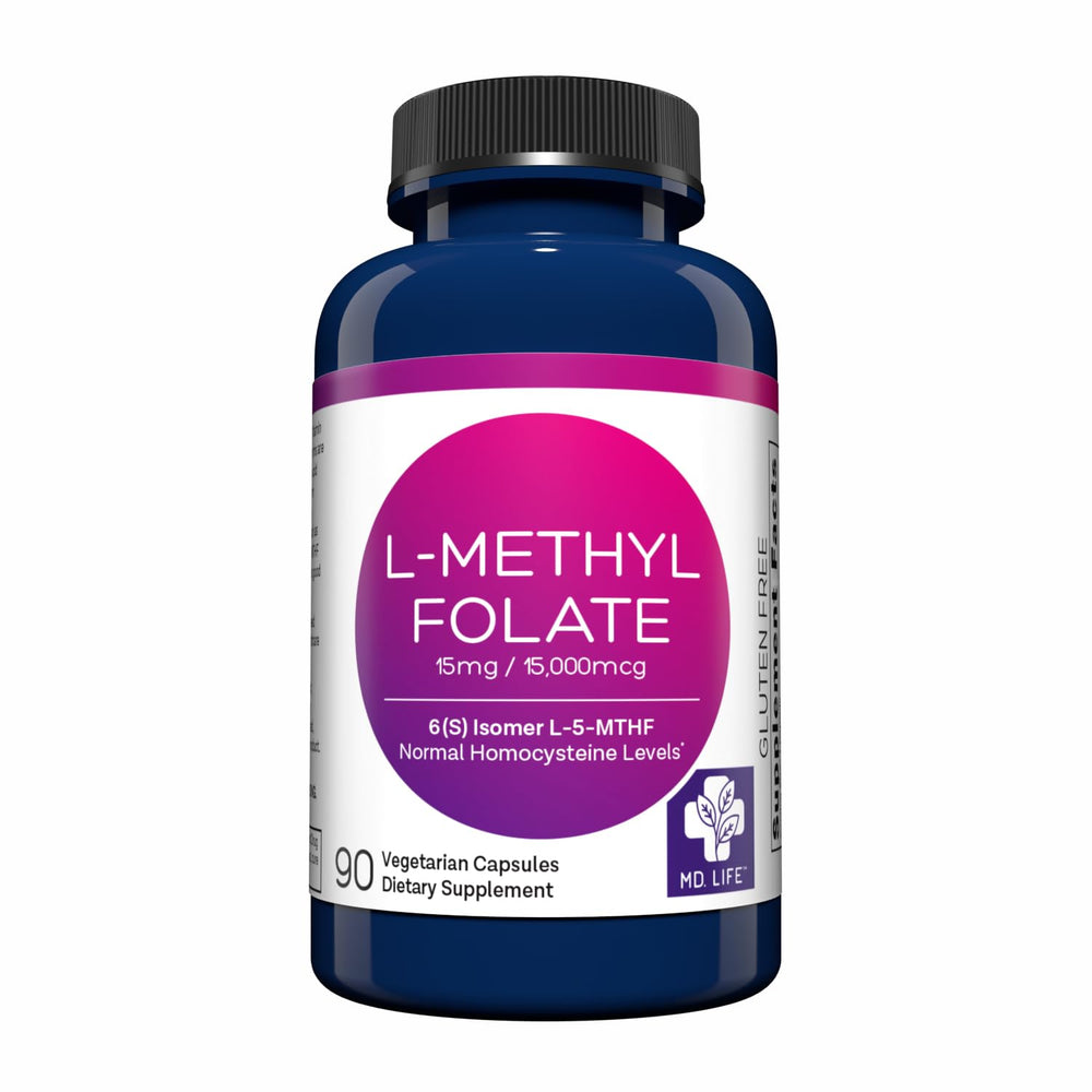 MD Life L-Methylfolate 15mg bottle for daily wellness support
