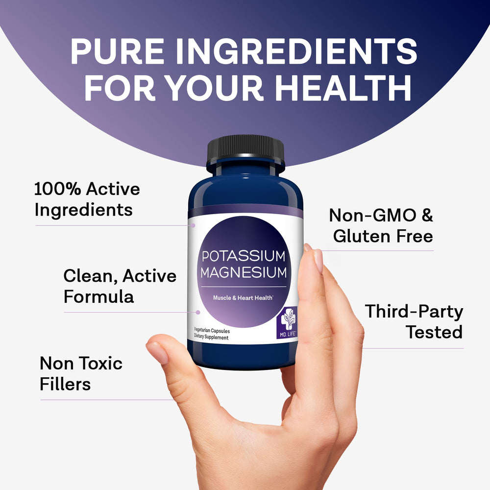 MD. Life Potassium Magnesium produced in USA in an FDA‑registered facility.