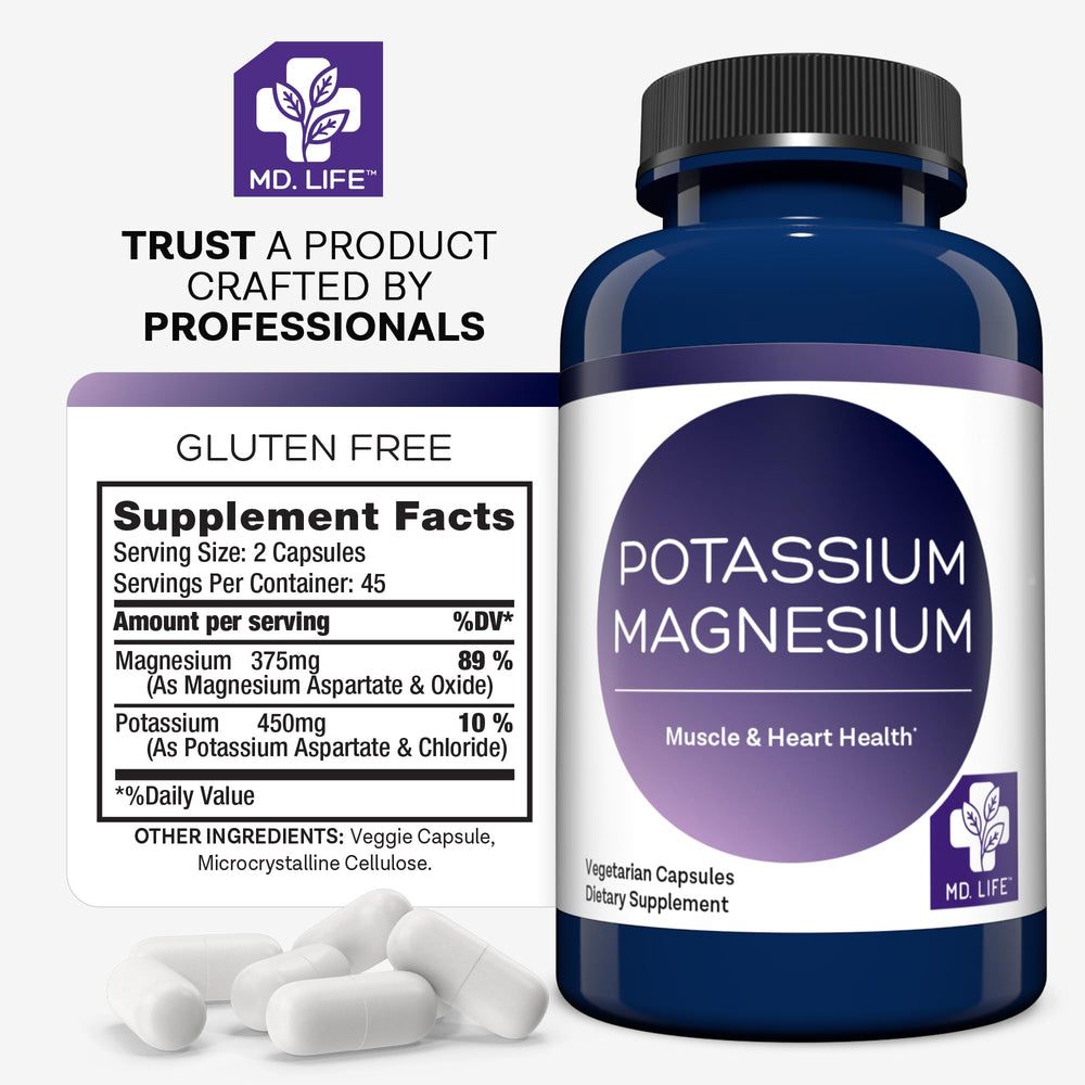 MD. Life Potassium Magnesium potential support for daily mineral balance and wellness.