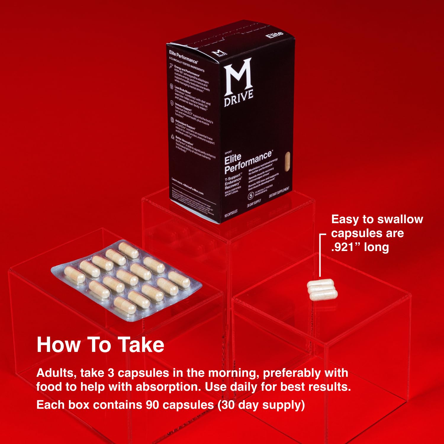 Mdrive Elite dosing spoon with capsules demonstrates daily portioning.
