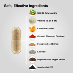 Mdrive Elite label detail highlights KSM-66 Ashwagandha and essential minerals.