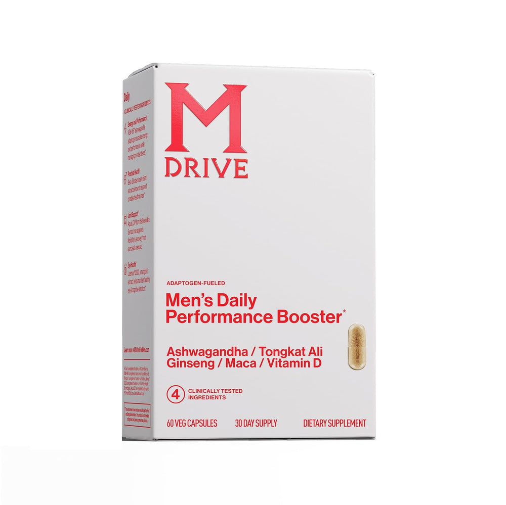 Mdrive Men's Daily Performance bottle with easy-to-take capsules for daily energy.