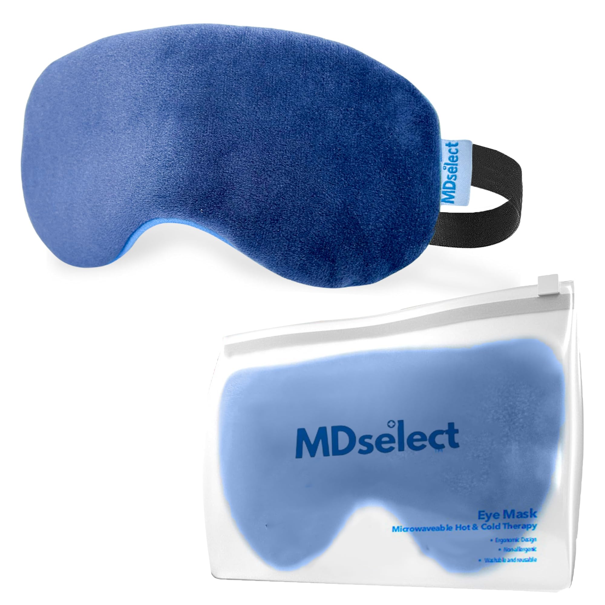 MDselect hydro beads eye mask for soothing heat therapy on tired eyes.