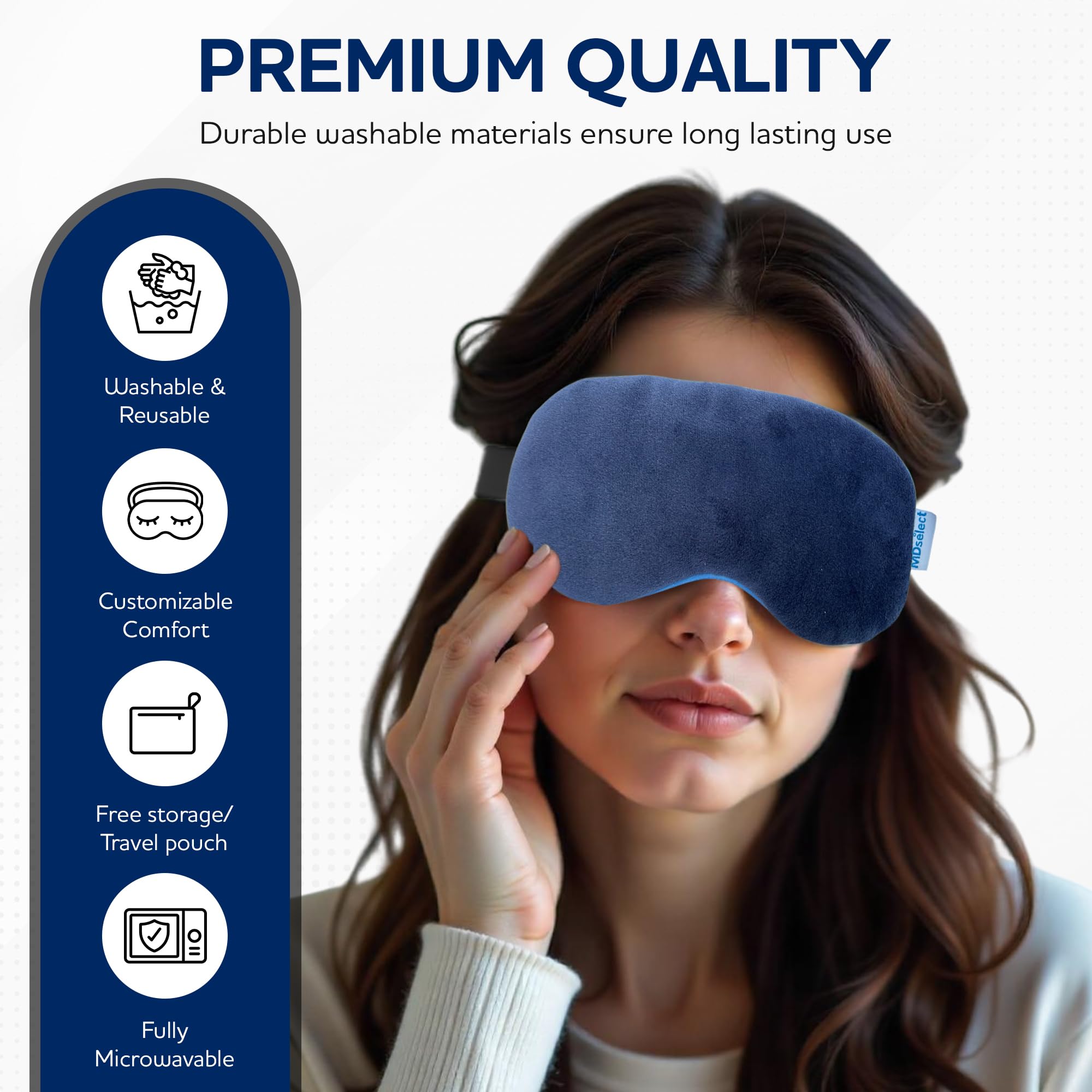 MDselect microwavable eye mask with reusable hydro beads.