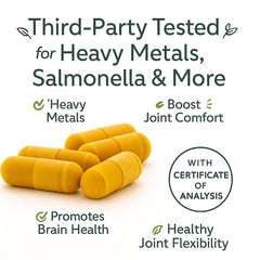 Organic turmeric source emphasizes clean, non-GMO ingredients.
