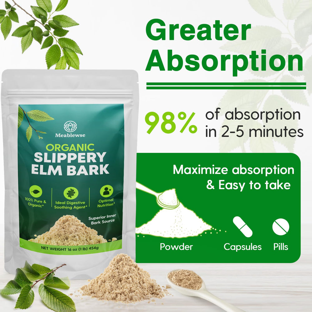 Meablewse Slippery Elm powder added to juice for a gentle routine.