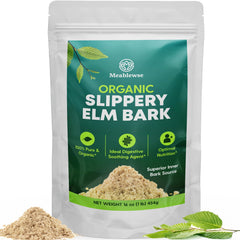 Meablewse Slippery Elm powder from inner bark for gentle throat and digestive support.