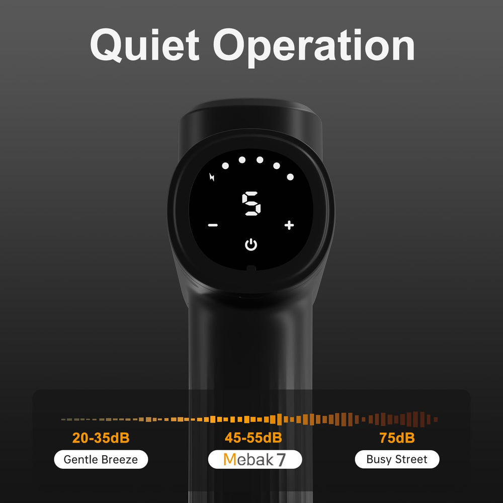 Mebak 7 massage gun USB-C charging highlights fast power on the go.