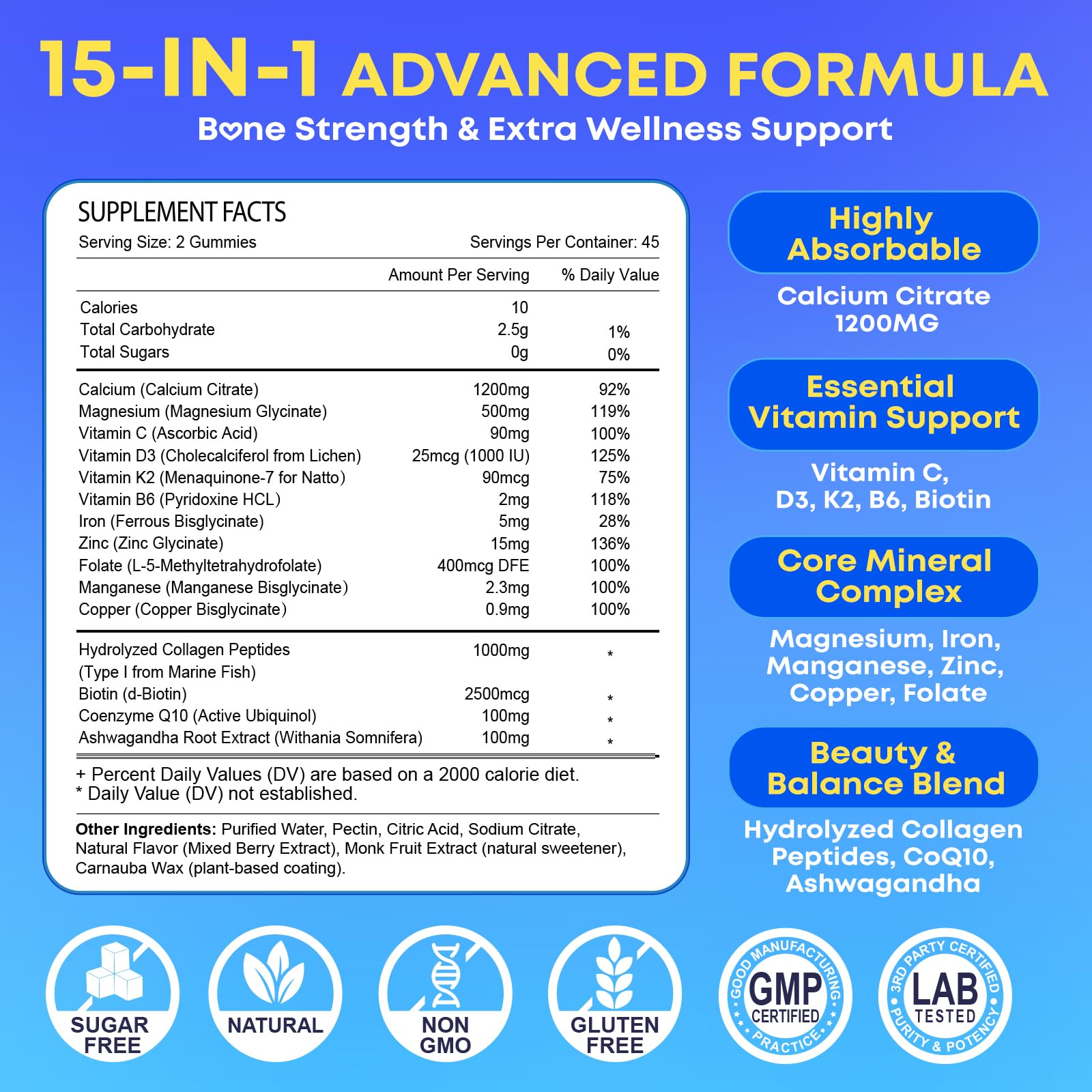 Meceilays calcium citrate gummies serving portion highlights high-absorption formula