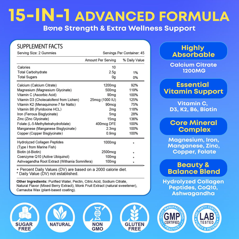 Meceilays calcium citrate gummies serving portion highlights high-absorption formula
