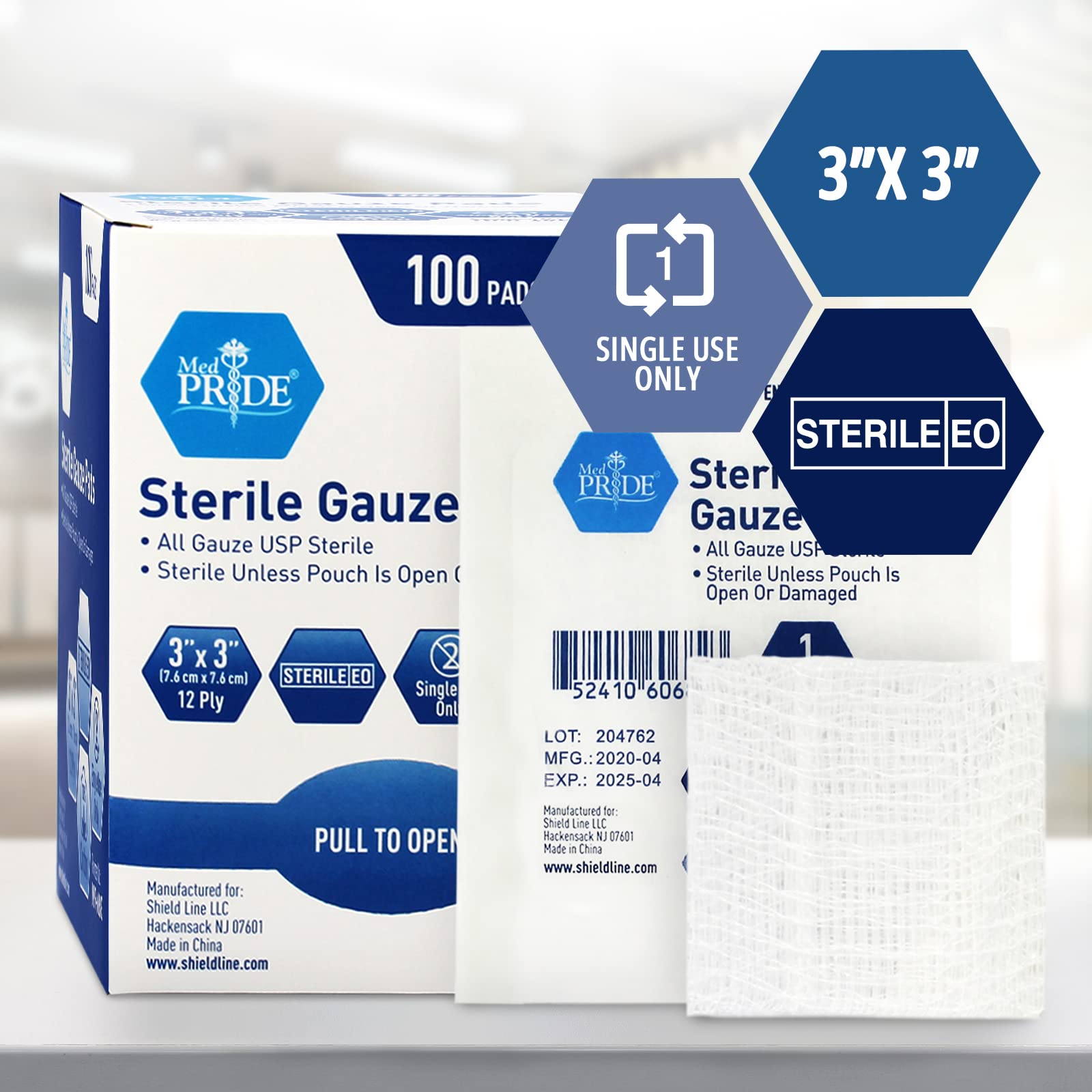 MED PRIDE 12-ply absorbent cotton gauze supports gentle wound management.