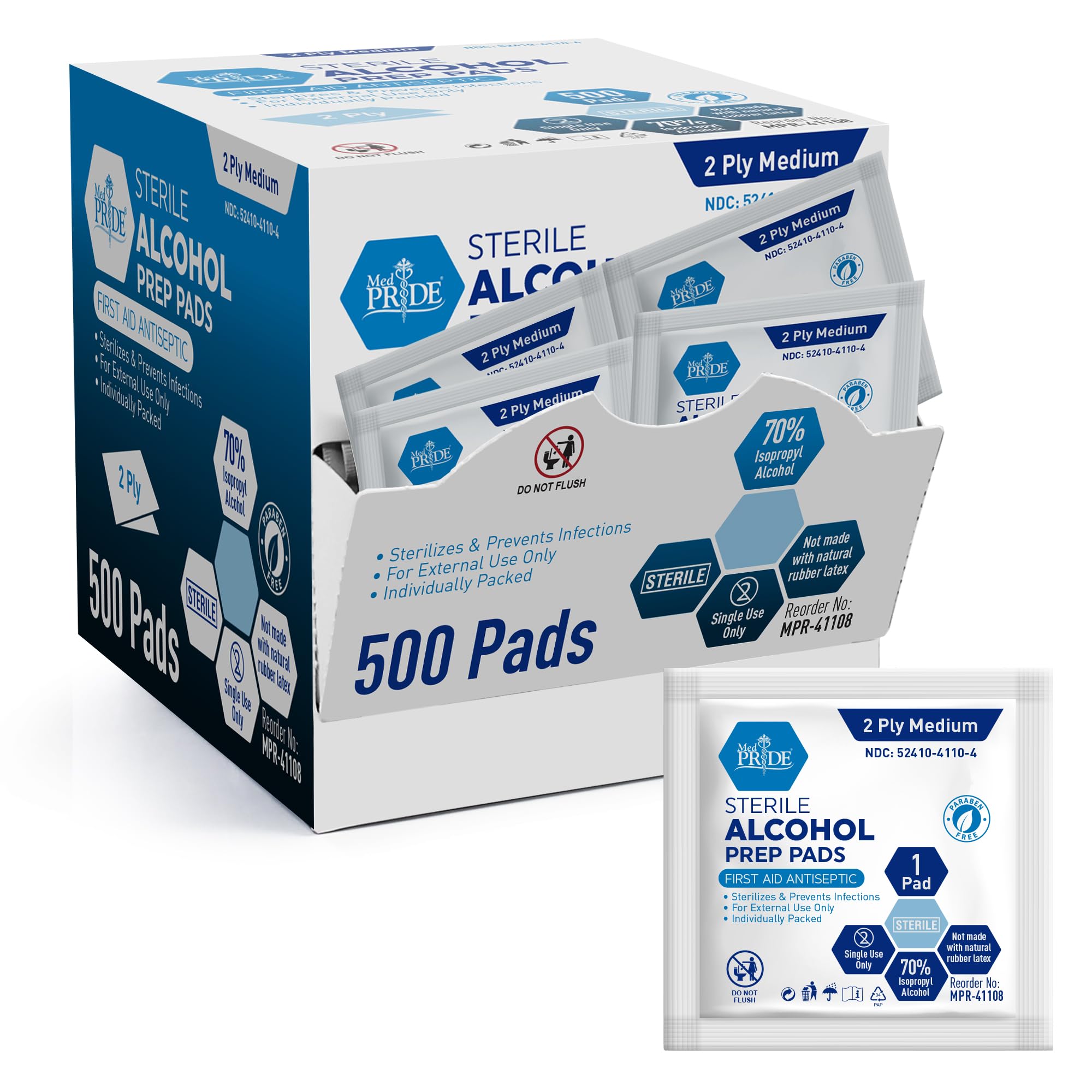 Toallitas de alcohol MED PRIDE, paquete de 500, ideal para limpieza de piel antes de inyecciones