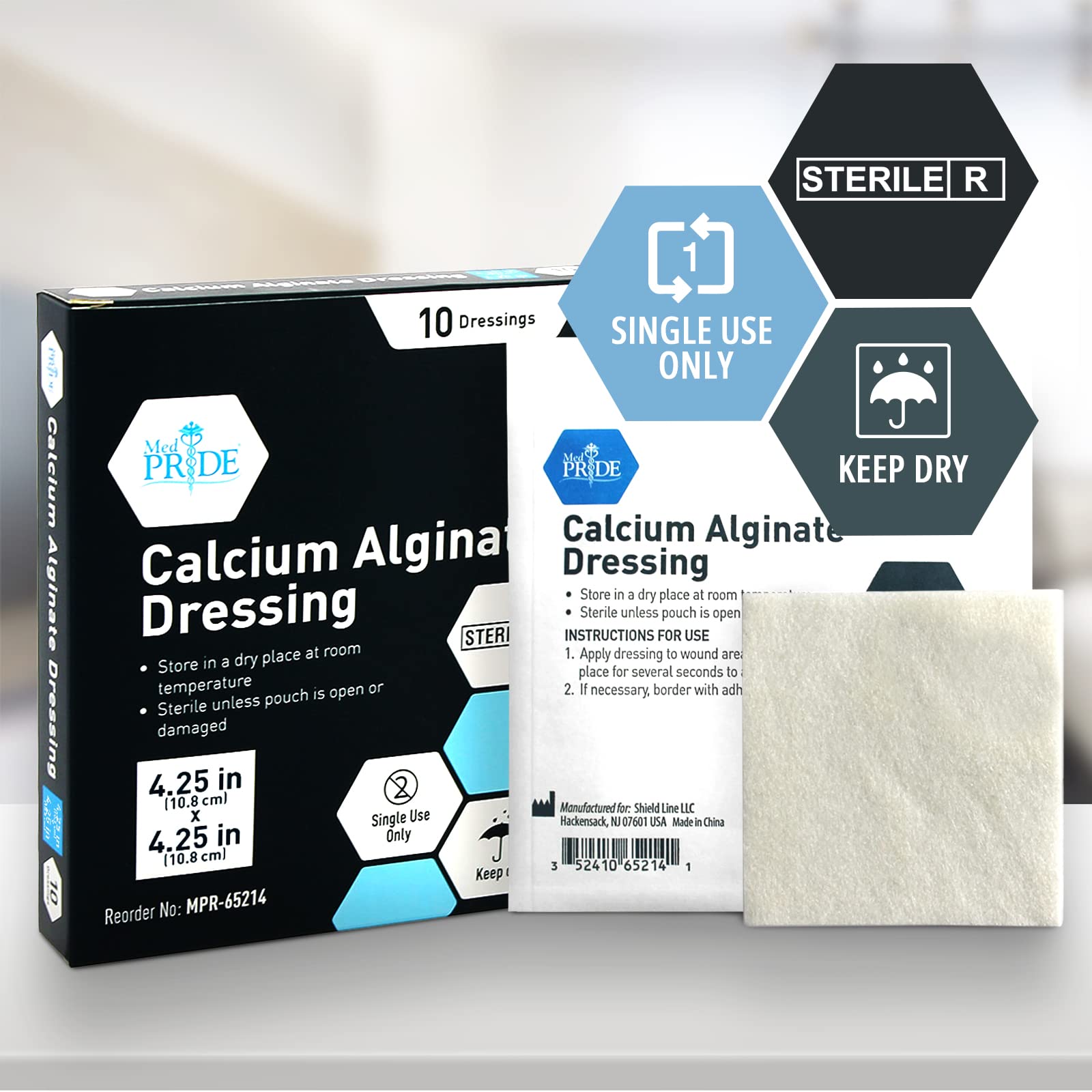 MED PRIDE 4x4 sterile wound dressing demonstrating versatility for different exudate levels