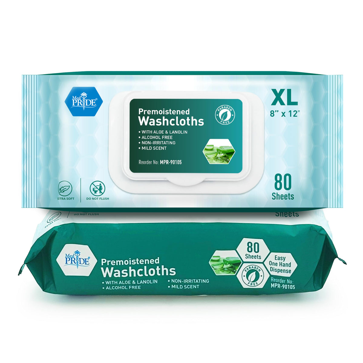 MED PRIDE disposable XL washcloths pack of 80 for easy full-body cleansing