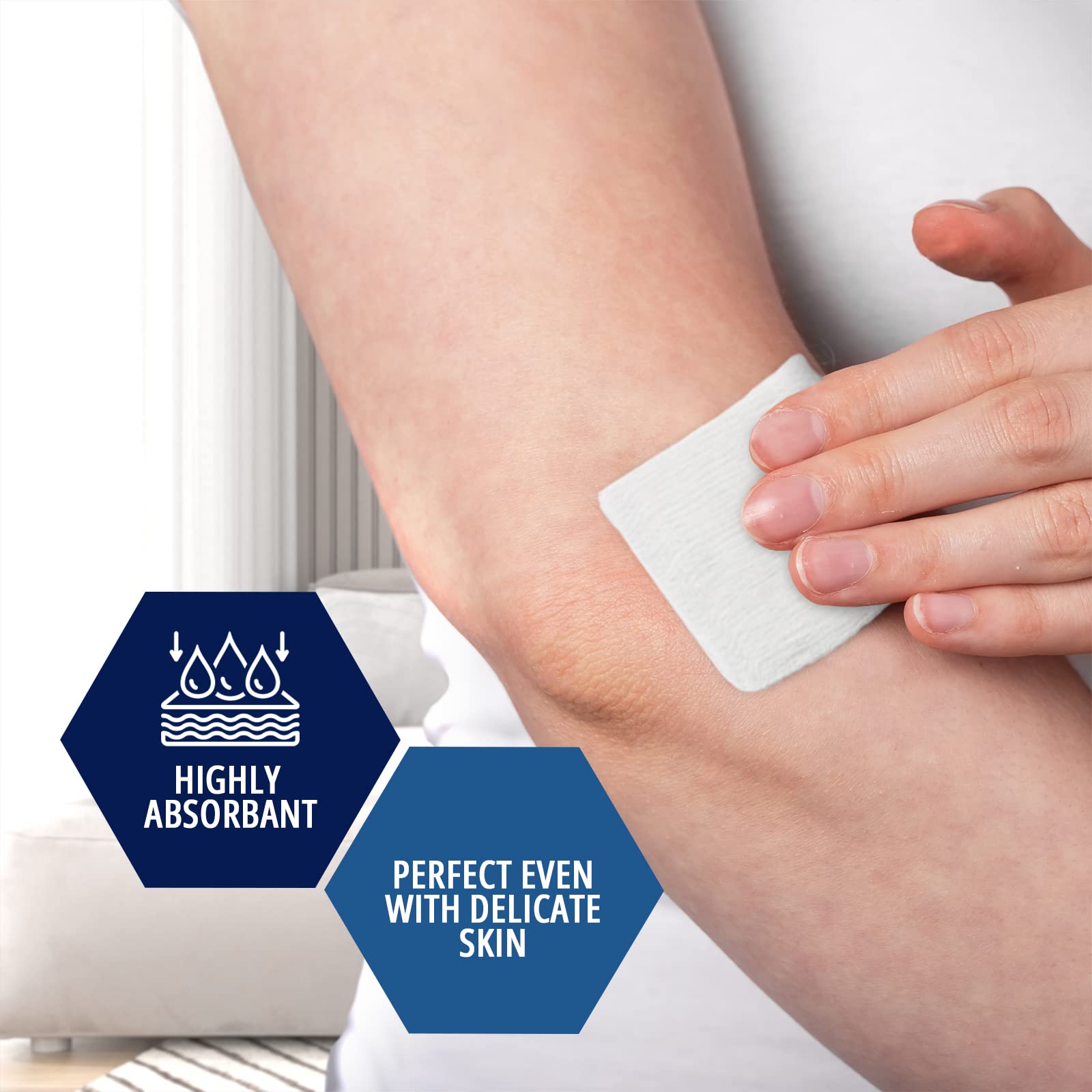 MED PRIDE non-stick soft gauze pad minimizes irritation during changes.