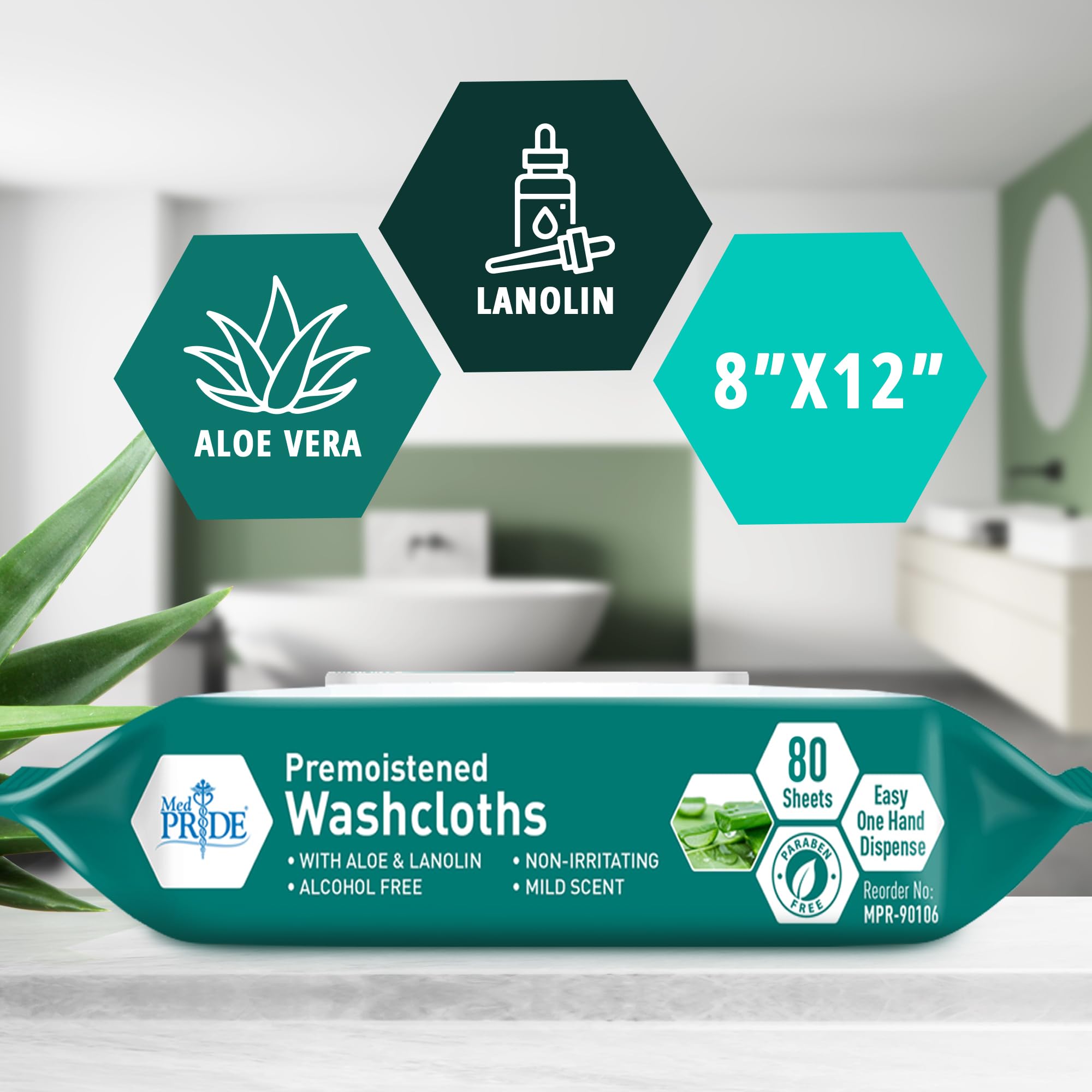 MED PRIDE premoistened washcloths with aloe for extra soft sensitive-skin care