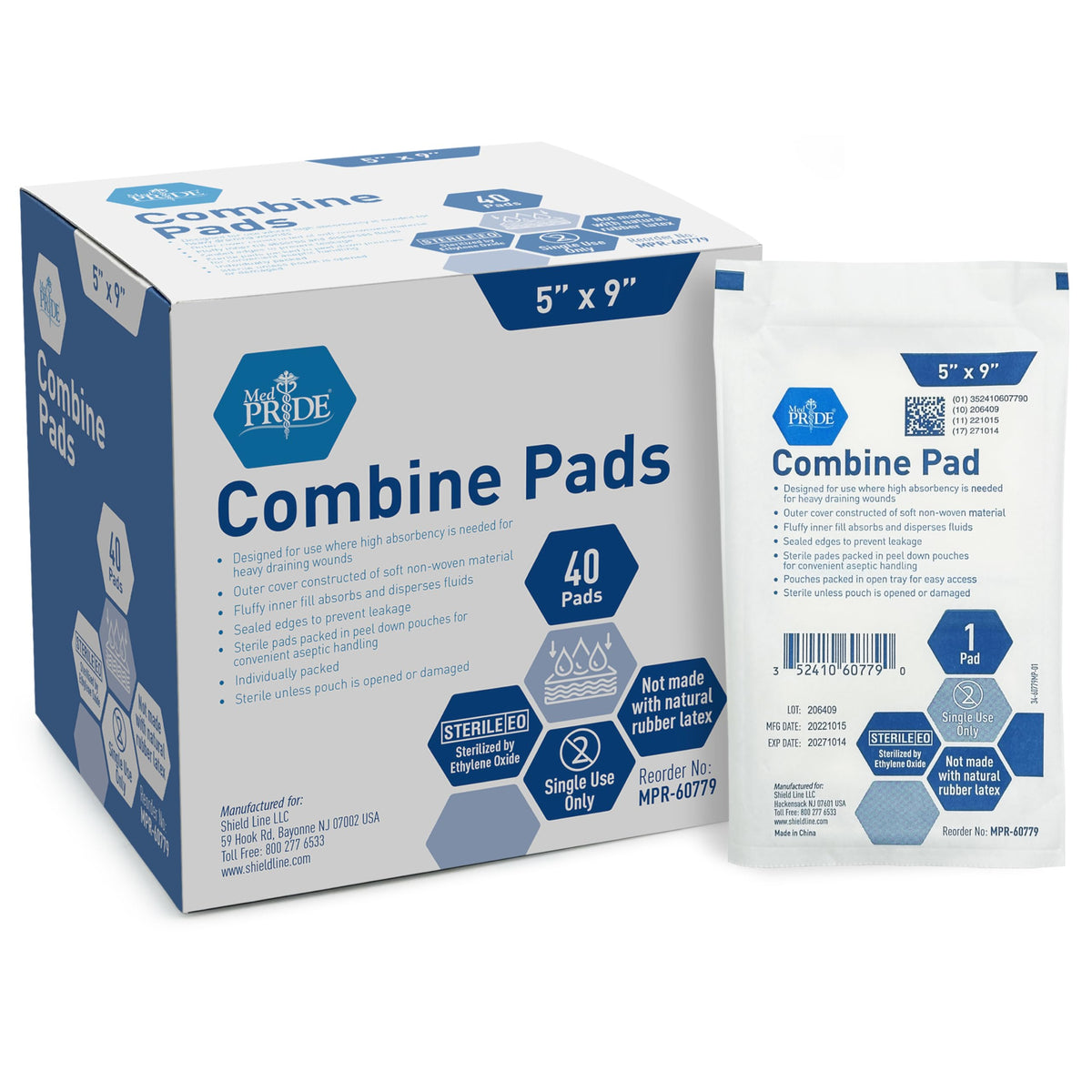 MED PRIDE sterile gauze abd pads 5x9 front view for comfortable protection and steady absorption