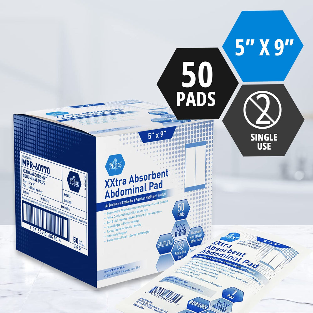 MED PRIDE individually wrapped abdominal pad for clean, ready-to-use dressing
