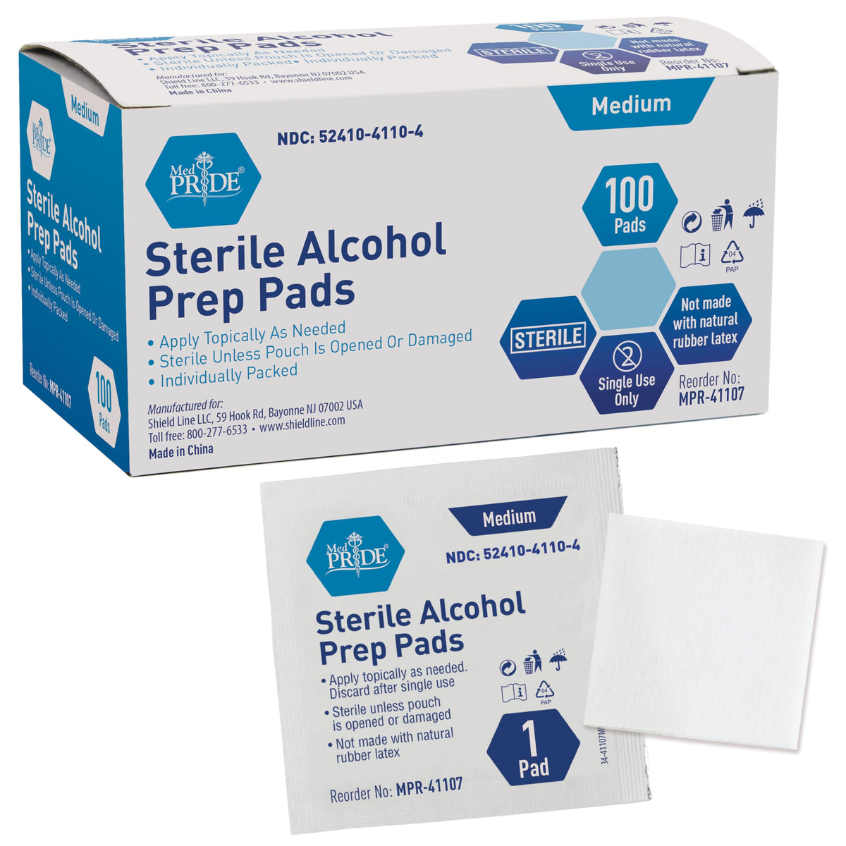 MED PRIDE toallitas alcohol estériles de 2 capas para desinfección rápida