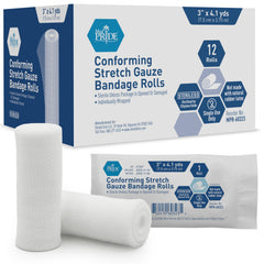 Vendajes MED PRIDE: rollos de gasa elástica conformante para protección rápida de heridas.