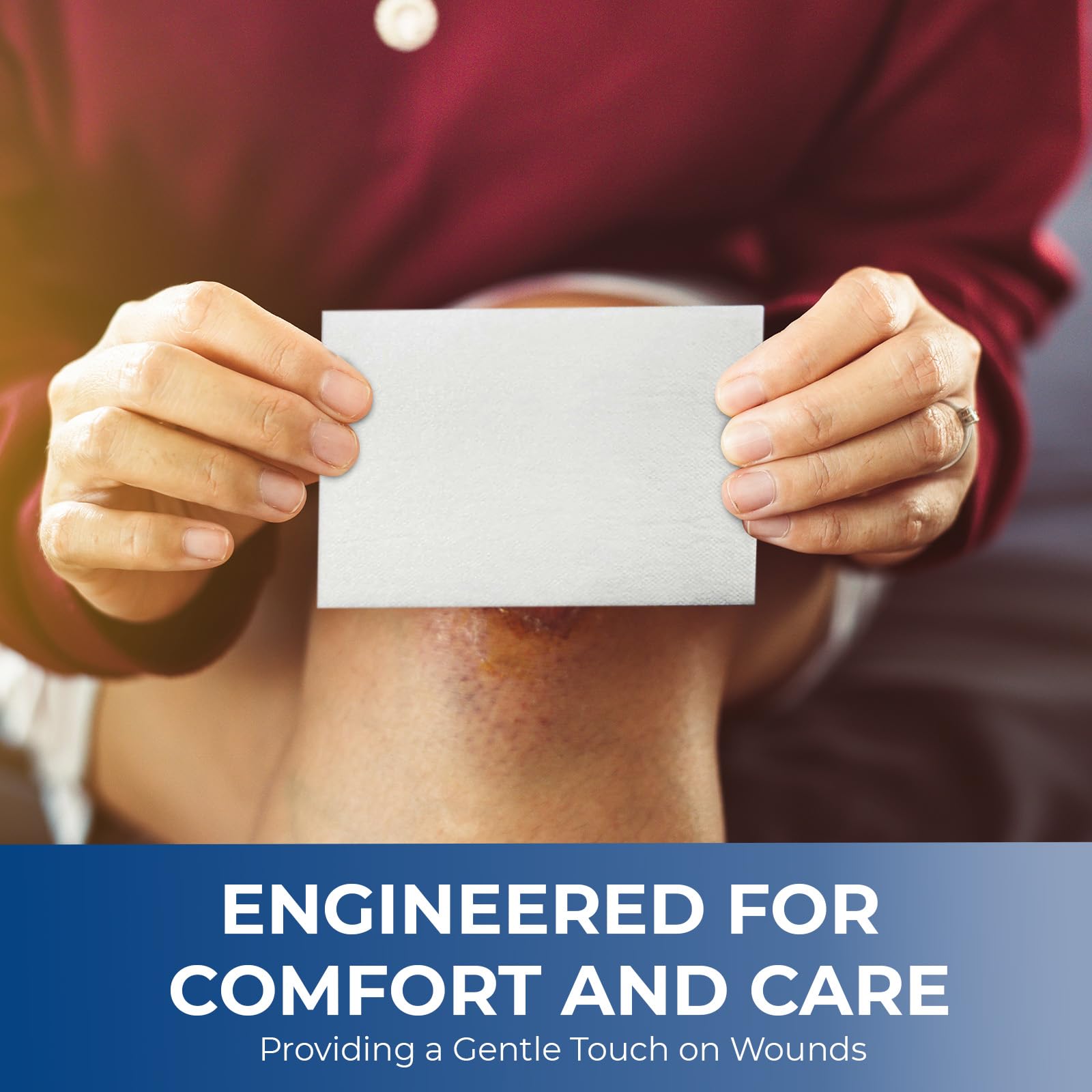 MED PRIDE wound care pad application on skin shows gentle use