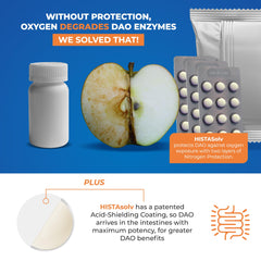Medagel HISTAsolv enteric-coated tablets close-up showing stomach-safe delivery and targeted action.