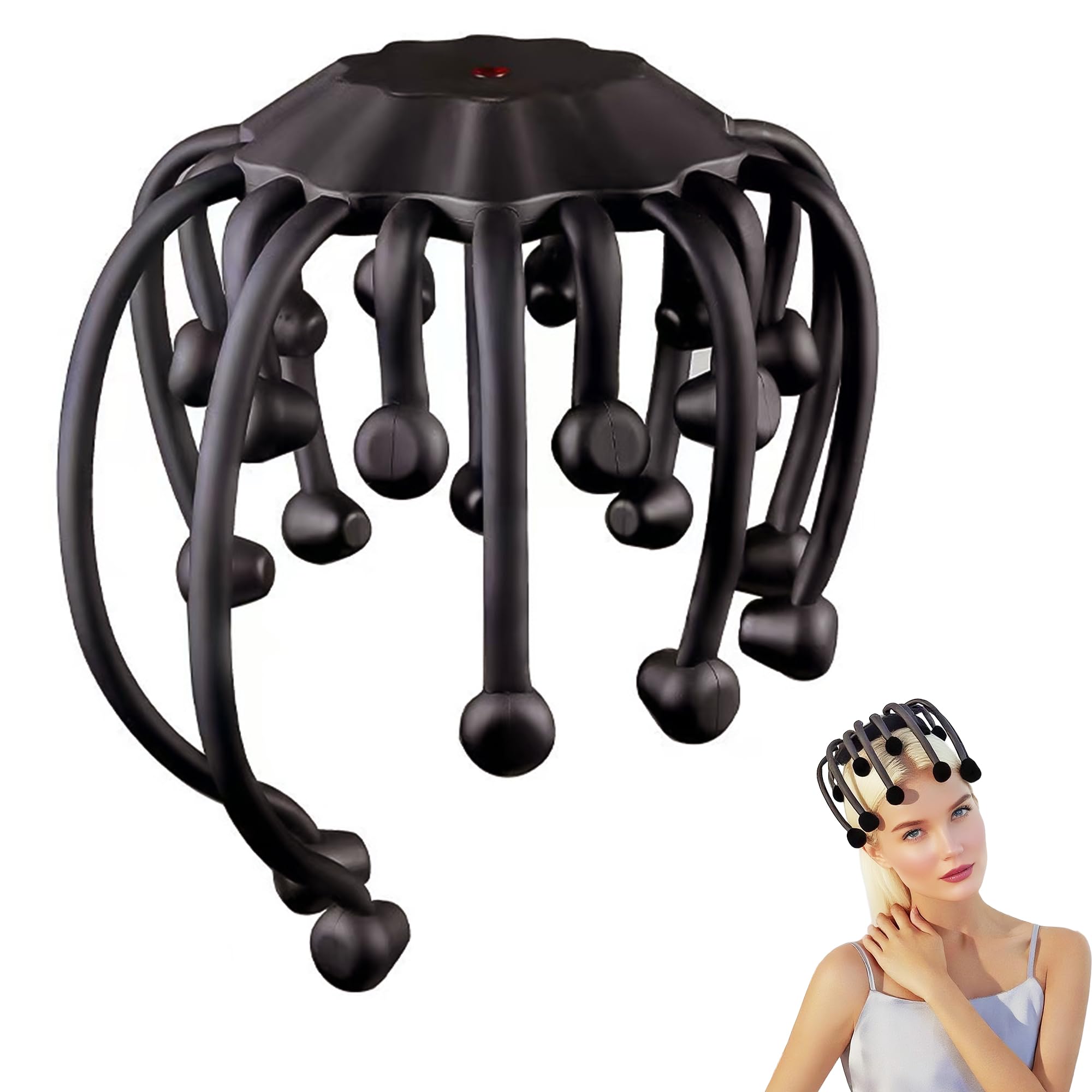 MEDAMOC electric scalp massager with 360-degree reach and 20 heads for total scalp coverage.