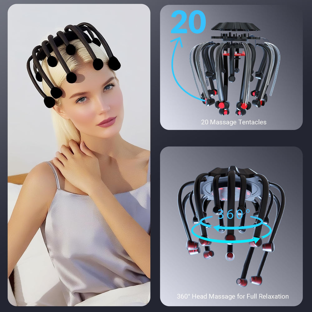 Close-up of MEDAMOC head massager showing 20 heads for even massage.