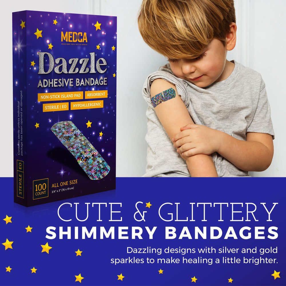 MEDca Glitter Bandages pack includes 100 pieces for home or camp