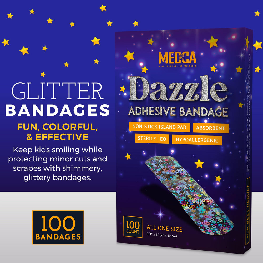 MEDca Glitter Bandages individually wrapped for clean, convenient use by families