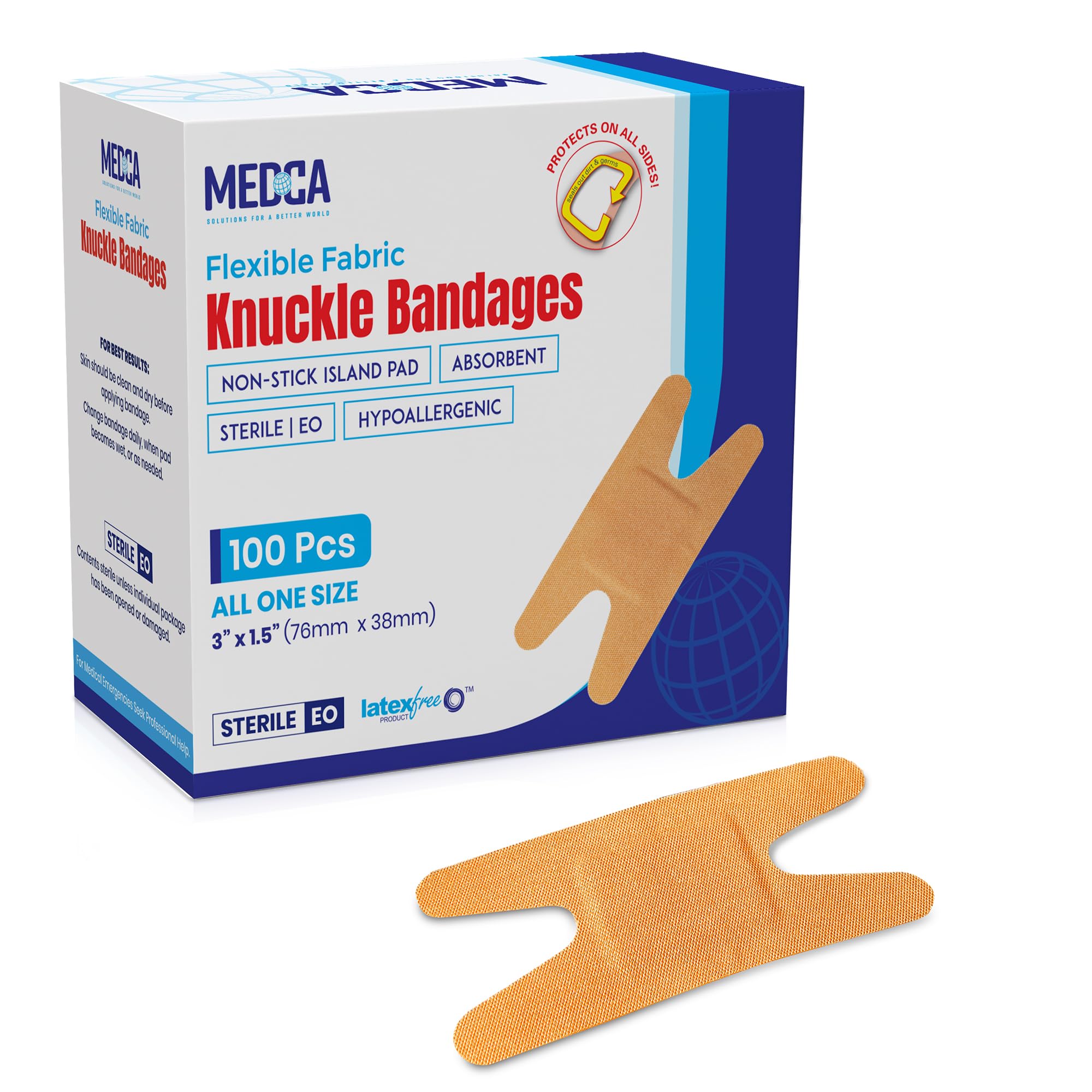 MEDca tiritas para nudillos en tela flexible, comodidad diaria.