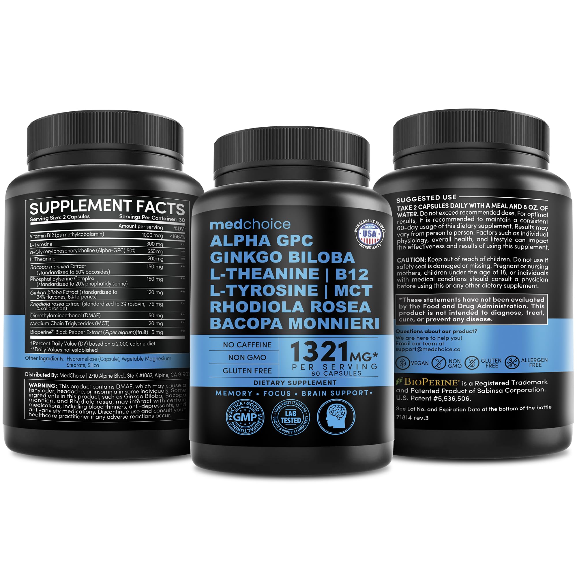 MEDCHOICE 12-in-1 non-caffeinated formula visualized on box
