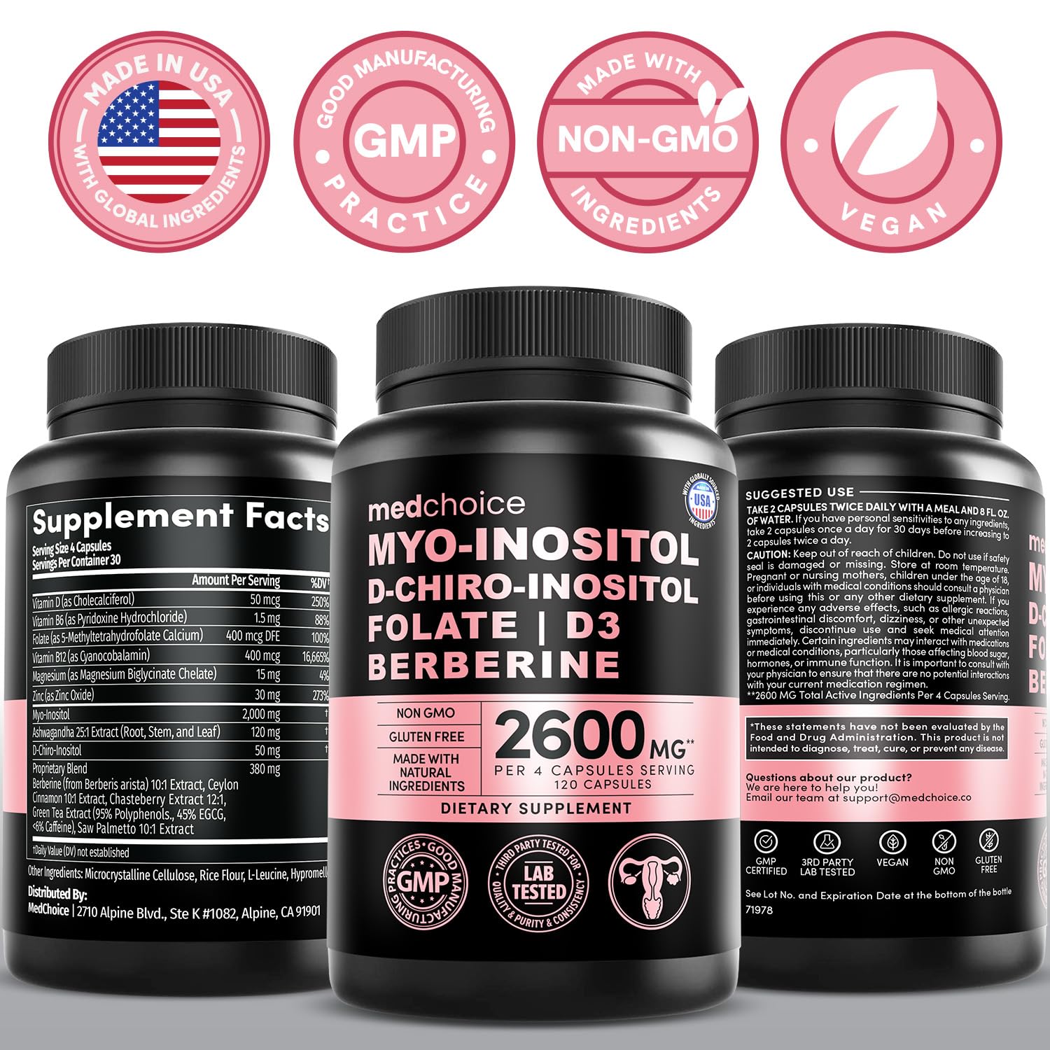 MEDCHOICE caffeine-free formula indicating no stimulant aftertaste.