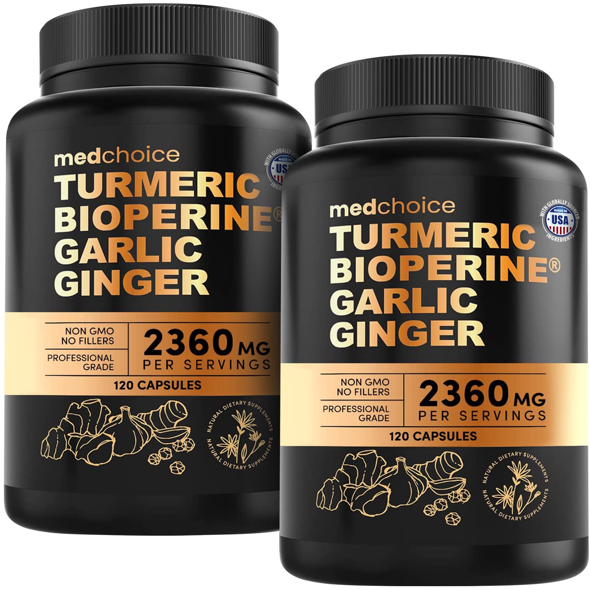 MEDCHOICE Turmeric Garlic bottle front for daily wellness support.