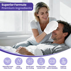 Medcosa warm-ready washgloves offer soothing, comfortable cleansing.