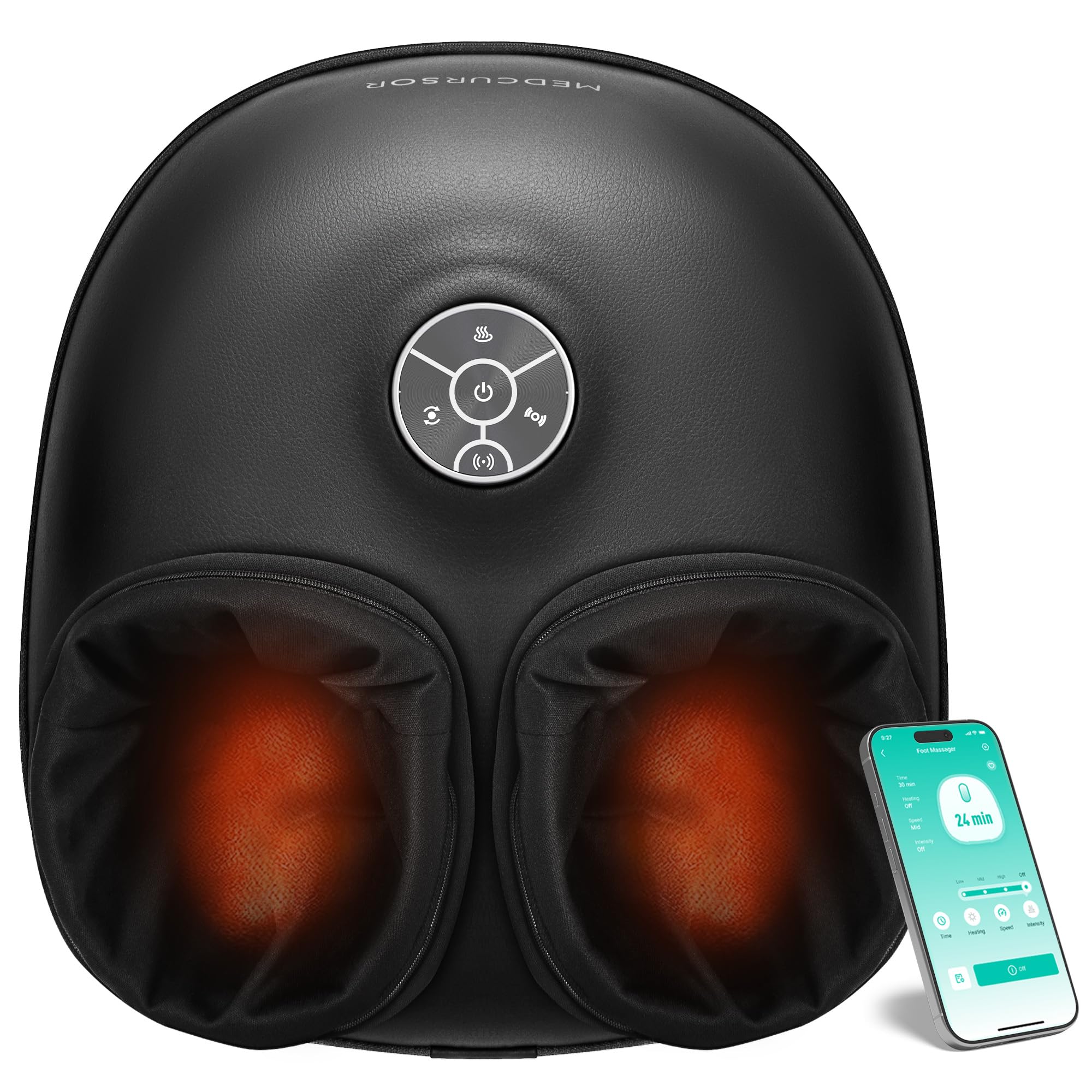 Medcursor foot massager with heat and shiatsu for soothing foot tension.
