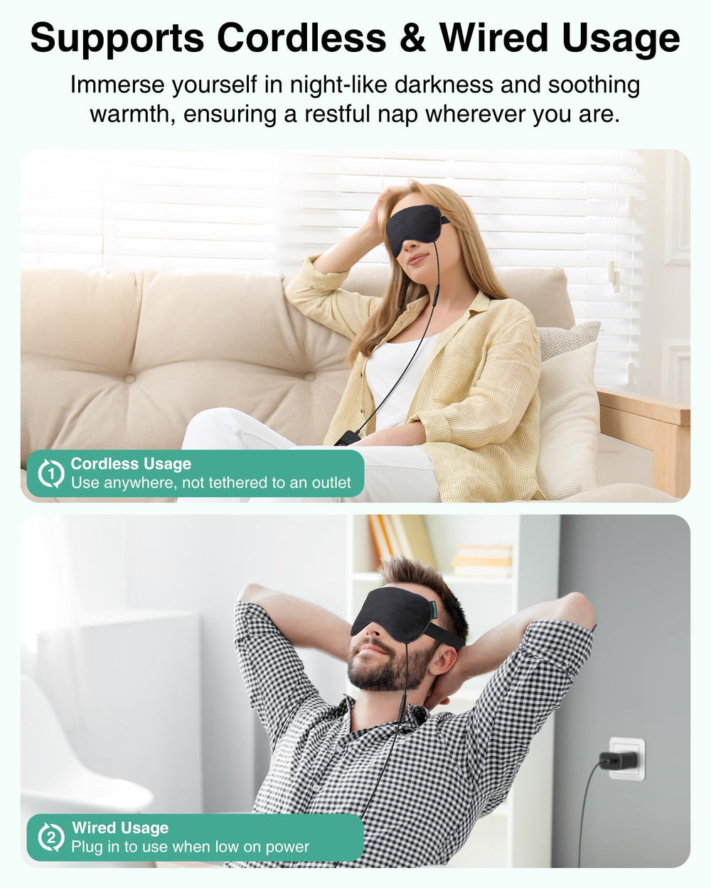 Medcursor Heated Eye Mask with five heat levels for personalized warmth