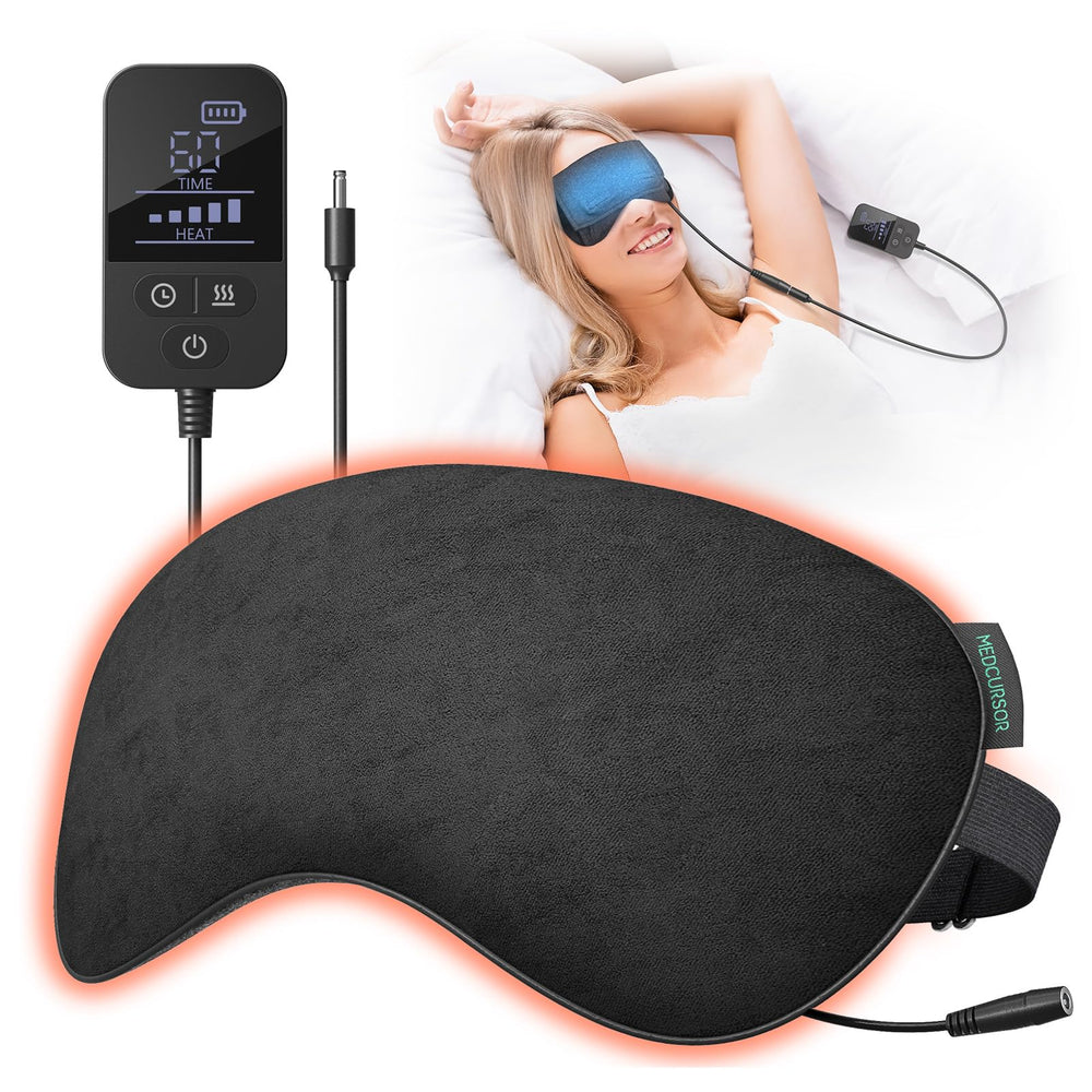 Medcursor heated eye mask front view offers full coverage warmth for relaxation.