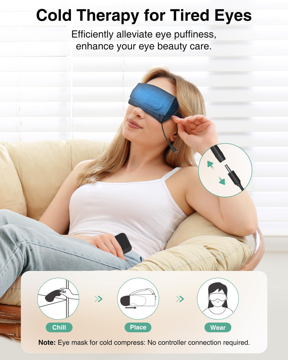 Medcursor Heated Eye Mask wired and wireless use enables flexible setup