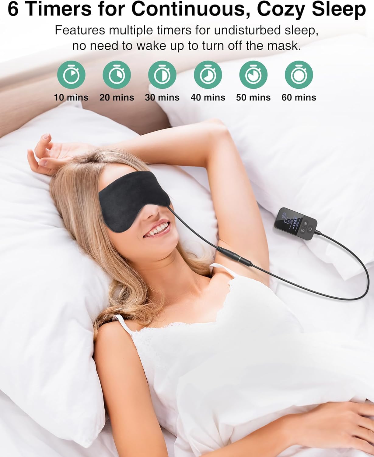 Medcursor heated eye mask with Type-C cable for flexible charging.