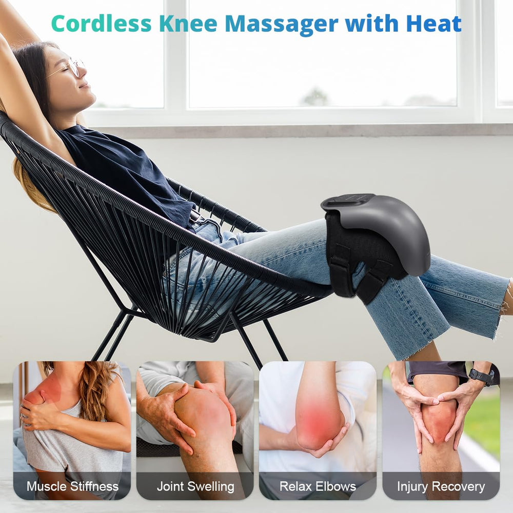 Cordless design of Medcursor knee massager for use at home or travel.