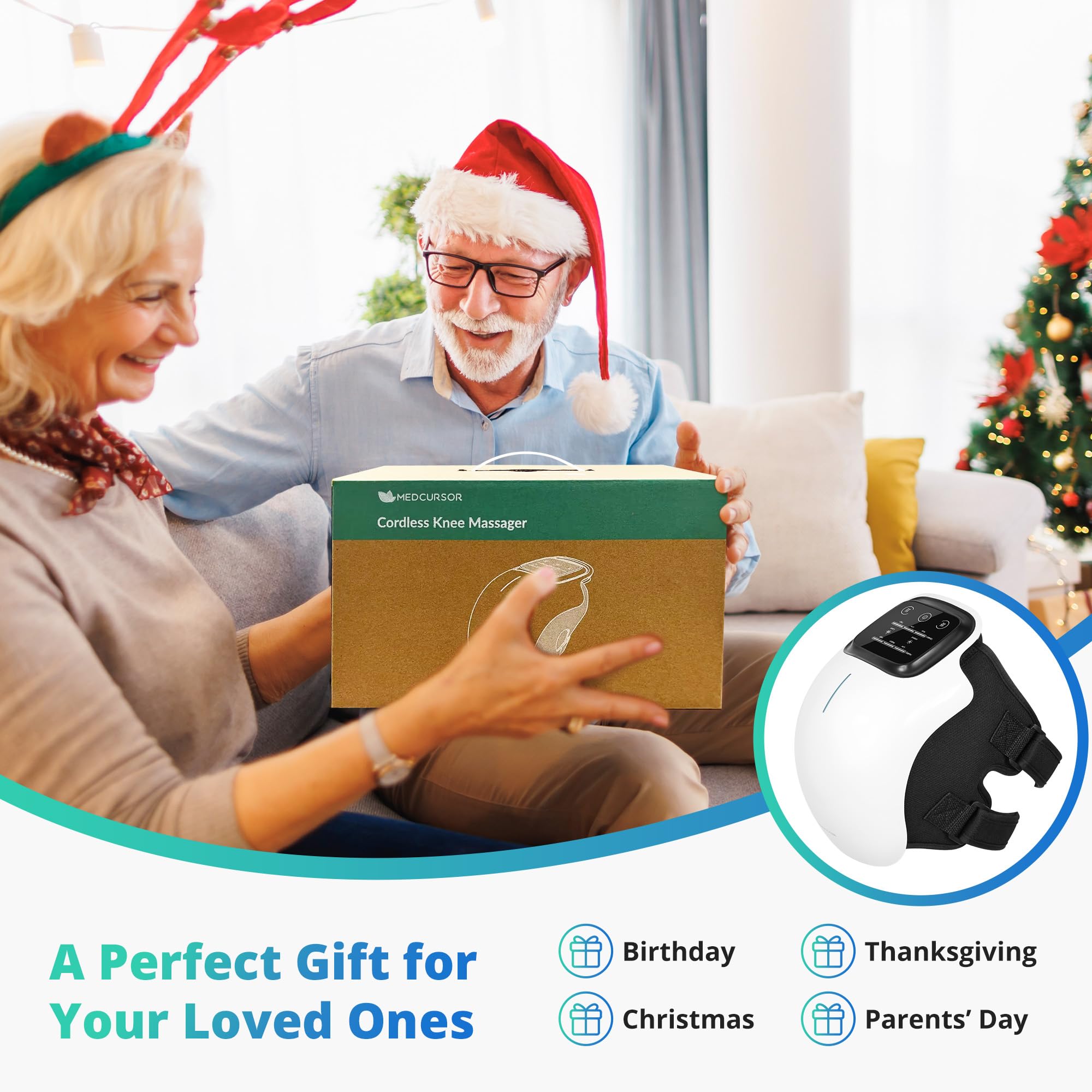 Medcursor Knee Massager 3-in-1 design targets knees, shoulders, elbows.