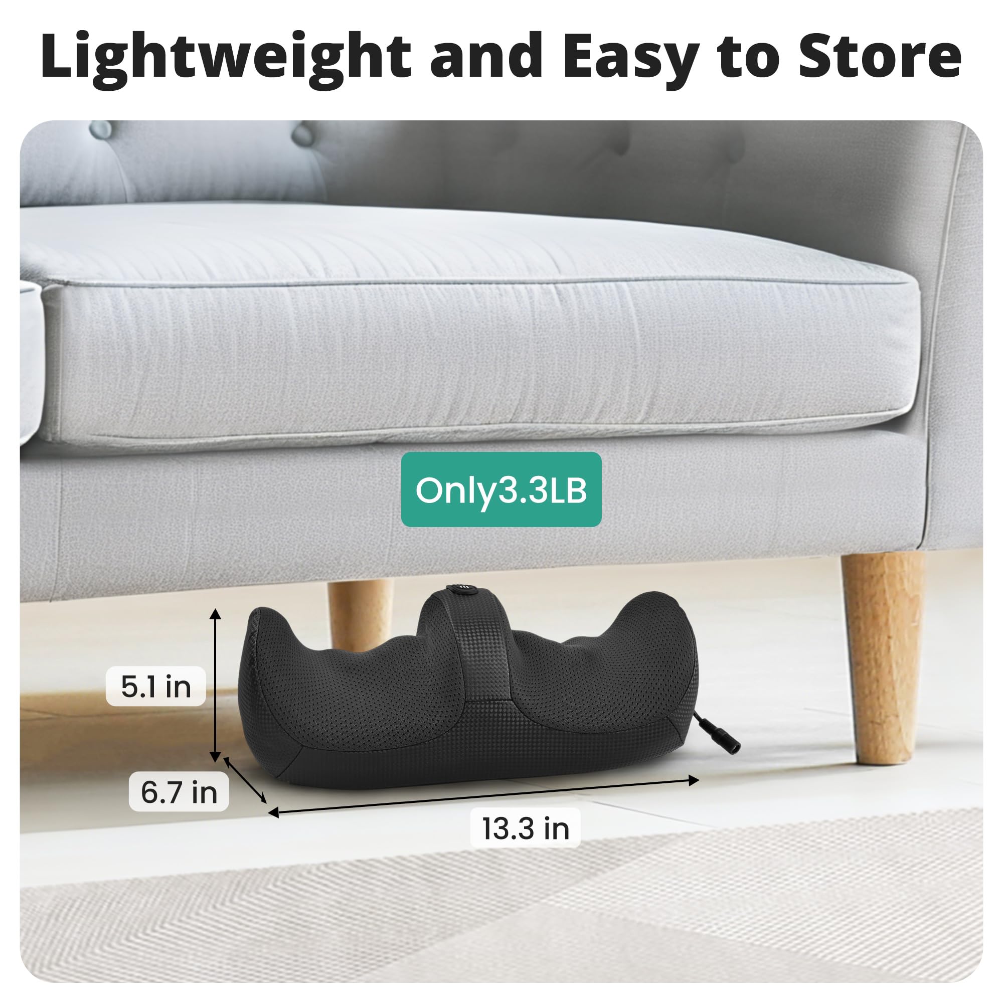 Medcursor lightweight massager weighs 3.3 lbs for easy transport.