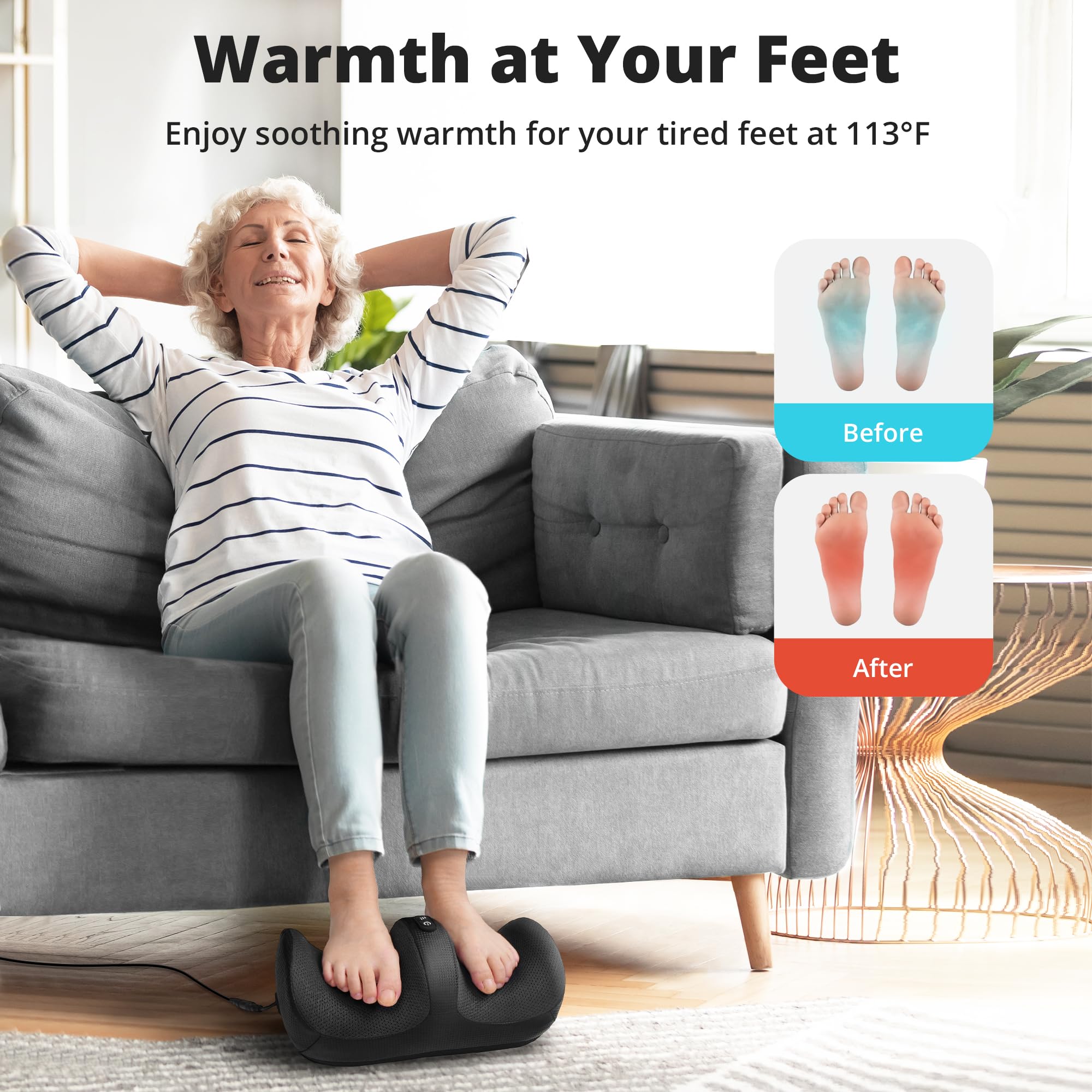 Medcursor soft fabric cover keeps feet comfy during use.
