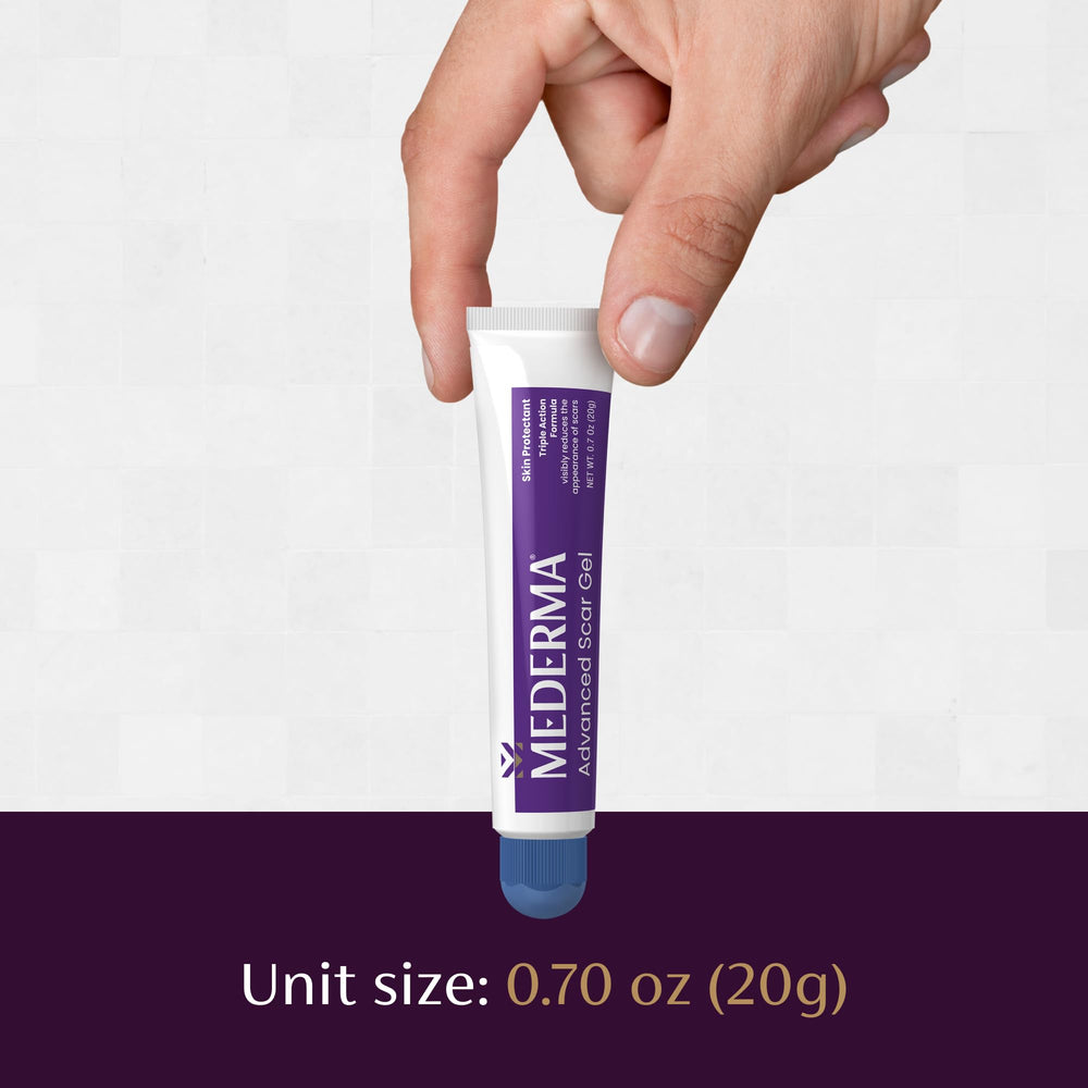 Applying Mederma Advanced Scar Gel on a scar to show daily use