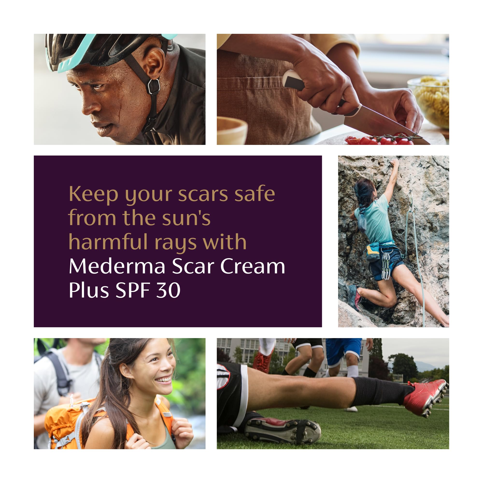 SPF 30 label on Mederma Scar Cream Plus protects scars from sun