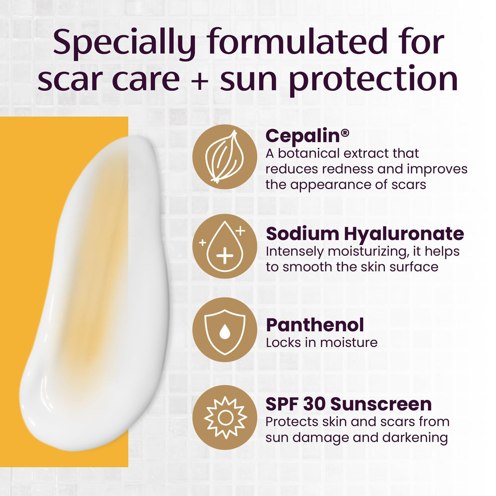 Two 20 g tubes of Mederma Scar Cream Plus SPF 30.