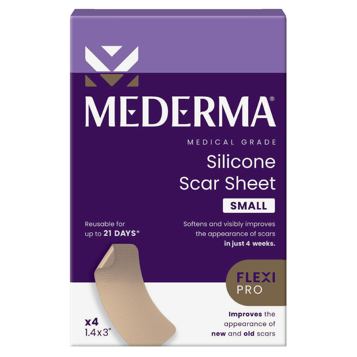 Mederma silicone scar sheet close-up showing medical-grade silicone material for scar care