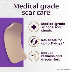 Mederma silicone scar sheet on arm demonstrating discreet daily wear and flexibility