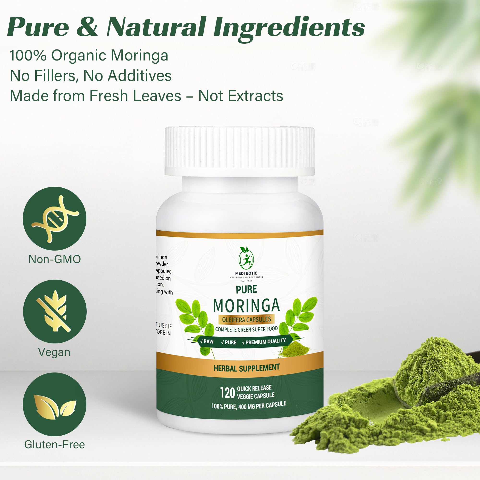 MEDI BOTIC Moringa leaves drying process preserving natural antioxidants and vitamins.